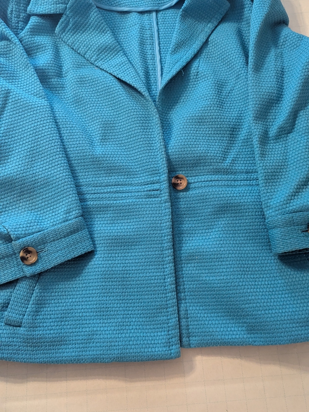 Joan Rivers Turquoise Textured Single-Button Blazer